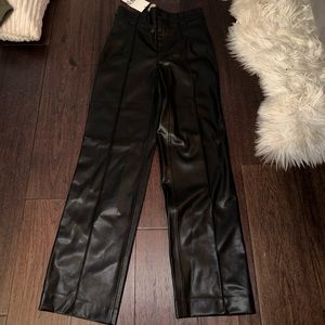 Zara The Francoise Leather Straight Leg Pant Full Length